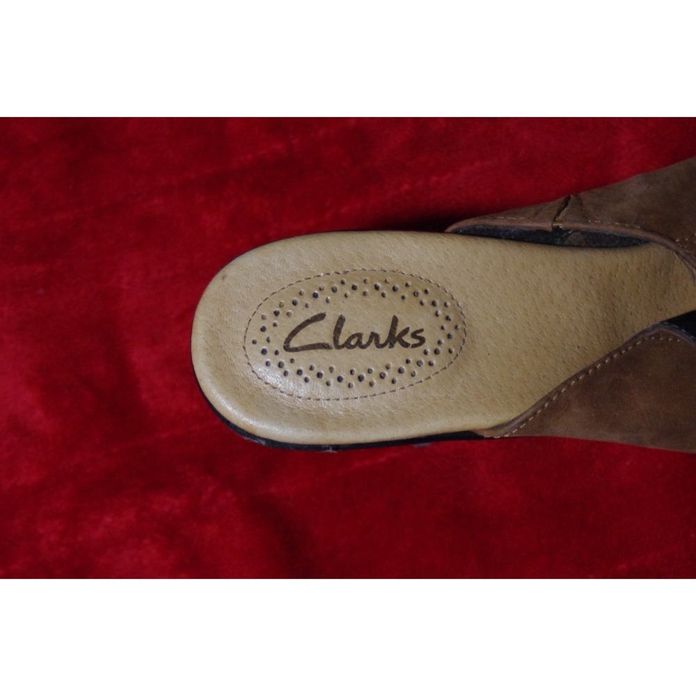 Clarks Leather Wedge Slides Mules Euc 8 Medium View 5